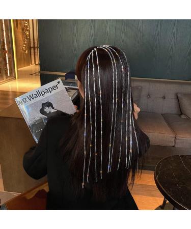 Full Rhinestone Headband for Women Long Tassel Crystal Hair Wedding Accessories Jewelry - Buy Online on GoSupps.com