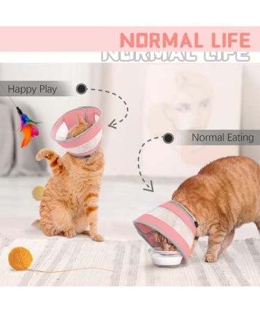 Supet Breathable Adjustable Cat Cone Collar - Water Resistant & Soft Recovery E-Collar for Cats - Pink (Neck Girth 14-24CM) - Buy Online on GoSupps.com