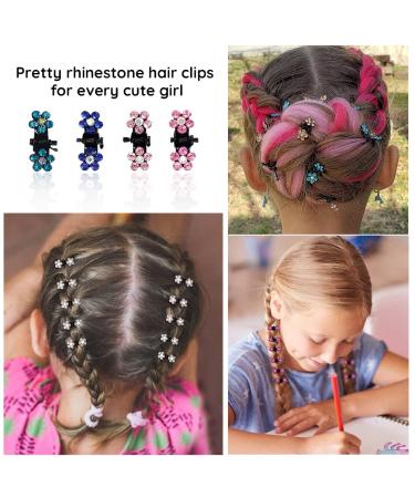 Mini Flower Hair Claw Clips Set - 78 Pcs Non Slip Rhinestone Clips for Girls & Kids (Colorful) - Buy Online on GoSupps.com