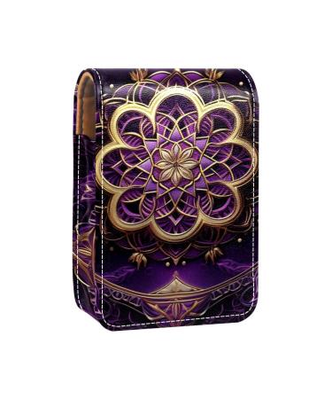Travel Lipstick Organizer Case Lipstick Case Portable Makeup Bag With Mirror Cosmic Purple Mandala Love C212b2yzon