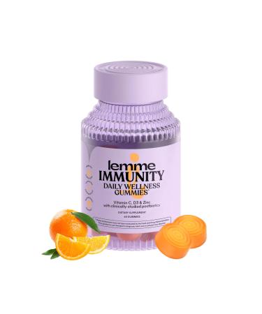 Lemme Immunity Postbiotic Gummies with Vitamin C Vitamin D (2000 IU) Zinc 10 Billion Postbiotic Cells Astragalus for Immune Support - Vegetarian Gluten Free Sweet Orange (60 Count)