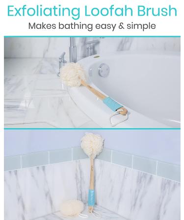 Vive Loofah Sponge Back Scrubber - Long Handled Exfoliating Bath Body Brush for Men and Women - Handheld Luffa Pouf on Stick - Ideal for Body and Face Washing - Spa Wash Lufa - 1 Count - Buy Online on GoSupps.com