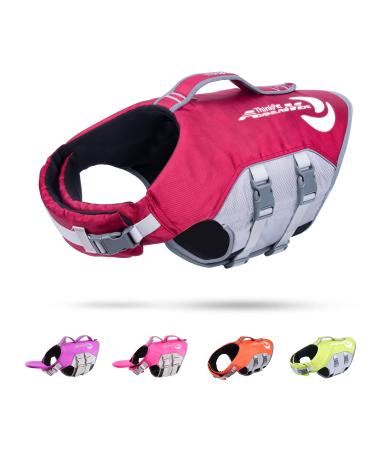ThinkPet Dog Life Jacket Adjustable Life Jacket Reflective Lifesaver with Buoyancy Red M