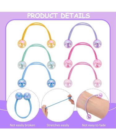 6 Pairs Bubble Ball Elastic Hair Ties - Assorted Acrylic Colorful Ponytail Holders for Girls, Women, Kids, and Toddlers - Buy Online on GoSupps.com