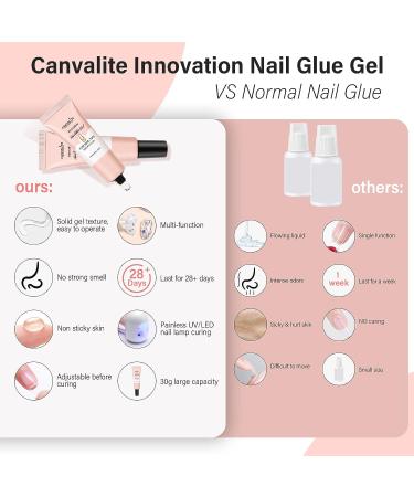 Canvalite Gel Nail Glue - Upgrade Long Lasting UV Nail Adhesive for Nail Extensions | Super Strong Pink Gel for DIY Nail Art - Buy Online on GoSupps.com