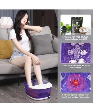 ECARBME Foot Spa Bath Massager with Heat, Bubbles, Vibration Massage, Jets, Tea Tree Oil Soak, Epsom Salt - Pedicure Spa with Infrared Light, 22 Rollers, Adjustable Temp - Violet - Buy Online on GoSupps.com