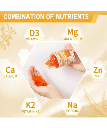 Calcium Magnesium Zinc Gummies with Vitamin D3 & K2 - High Potency Enhanced Absorption -60 Orange Gummies Flavored Orange 60 Count (Pack of 1) - Buy Online on GoSupps.com