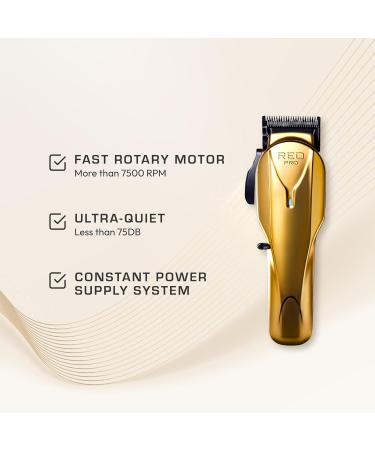 RED Pro Professional Cordless Hair Clipper for Men - Rechargeable Electric Hair Clipper Set with 150 Min Battery 6 Guide Combs - Matte Gold - Buy Online on GoSupps.com