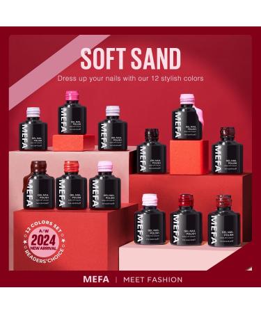MEFA Red Gel Nail Polish Set 12 Colors Pink Brown Gel Polish Set Dark Red Gel Polish Soak Off UV Led Gray Glitter Nail Gel Manicure at Home DIY Salon for Women - Buy Online on GoSupps.com