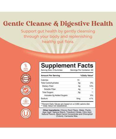Sugar-Free High Fiber Gummies for Adults with Prebiotic Chicory Root - Immunity and Digestive Support - Non-GMO Halal Vegan Kosher Gluten-Free - Buy Online on GoSupps.com
