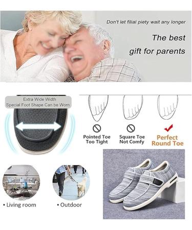 Plantar Fasciitis Shoes for Women | Adjustable Extra Wide Slip-On & Orthopedic Walking Shoes for Elderly & Diabetic Feet - Dark Blue 9.5 - Buy Online on GoSupps.com