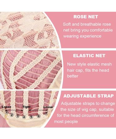 BERON 14 Women Girls Short Curly Synthetic Wig with Bangs - Lovely Pink 14 Inch - Buy Online on GoSupps.com