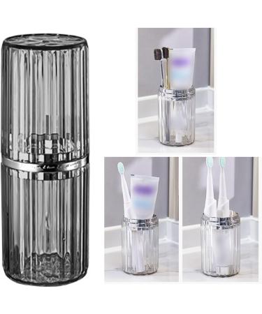 Travel Mouth Cup & Portable Storage Box for Toothbrush & Toothpaste - 7.6 x 21CM - Transparent Gray | International Shipping - Buy Online on GoSupps.com