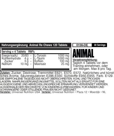 Universal Nutrition Animal Energy Chews (Pomberry) | Fast Energy & Focus with Caffeine Tyrosine & Taurine | Pre-Workout Booster | 120 Tablets - Buy Online on GoSupps.com