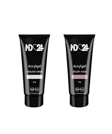Poly Acrylic Gel Tube Set - Clear & Blush Rose (2 x 30g) | International Shipping Available - Buy Online on GoSupps.com