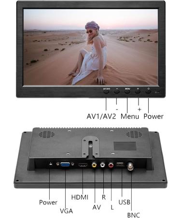EKAT 10.1 Inch LCD Security CCTV Monitor HD 1024X600 with HDMI, BNC, AVI, VGA Inputs - Compatible with PC, CCTV Camera, Car DVR - Buy Online on GoSupps.com