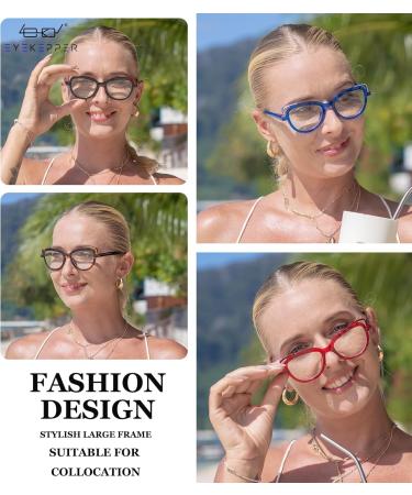 Eyekepper 4-Pack Multifocal Reading Glasses for Women - Blue Light Blocking Cat-Eye Progressive Readers (2.25x) - Stylish Mix Colors - Buy Online on GoSupps.com