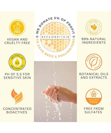 BEES of BRITAIN - 99% Natural - Hand Wash - Honey Lavender No Sulfates/Parabens No Soap. pH 5.5 Sensitive Skin. We Donate 5% of our Profit to Save Bees + Pollinators. 250ml - Buy Online on GoSupps.com