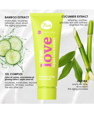 7DAYS Moisturizing Face Mask with Bamboo and Cucumber Extracts | Smoothing and Hydrating Facial Mask with Lifting Effect for Women | Korean Skincare for All Skin Types 80 ml TRUE LOVE - Buy Online on GoSupps.com