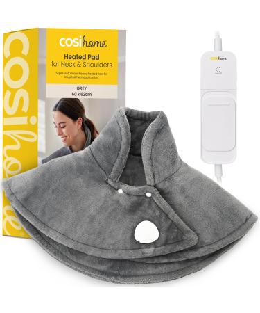 COSI Home heating pillows with automatic switch -off - heating pillows for back shoulder neck with 3 heat levels overheating protection & remote control made of ultra soft luxury flannel (gray) 60x62cm