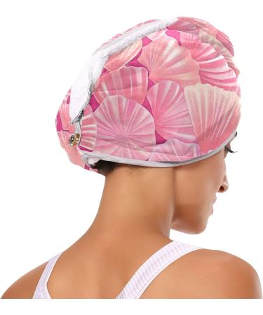 Pink Seashells Hair Towel 2 Pack - Super Absorbent Quick Dry Hair Turbans for Women & Girls - Buy Online on GoSupps.com