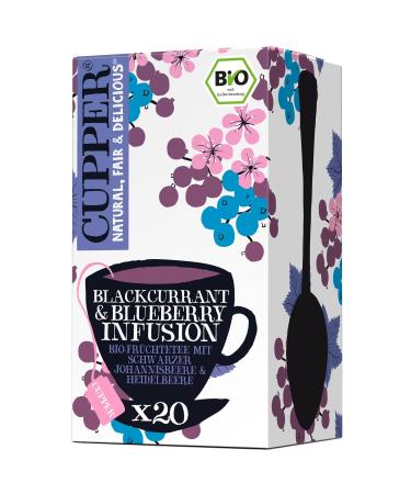 CUPPER organic fruit tea "Blackcurrant & Blueberry Infusion" 20 unbleached tea bags environmentally friendly fairly traded