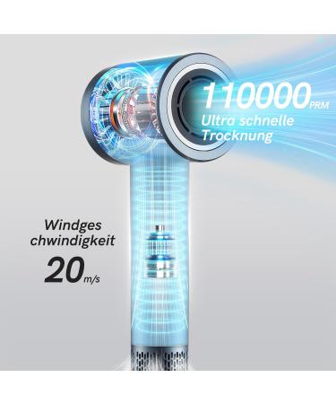 Buy Cordless Ionic Hair Dryer with Digital Screen - 4 Mode Charging & Magnetic Nozzle | Perfect Travel Hair Dryer for Women & Kids | Silver Grey - Buy Online on GoSupps.com
