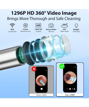Premium Ear Wax Removal Tool Camera - 1296P HD LED Lights & Complete Ear Cleaning Kit for iOS & Android - Buy Online on GoSupps.com