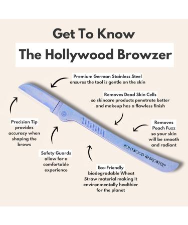 Hollywood Browzer Eyebrow Razor - Facial Hair Remover & Trimmer | Dermaplaning & Exfoliation Tool | Amethyst Color | Protective Pouch Included - Buy Online on GoSupps.com