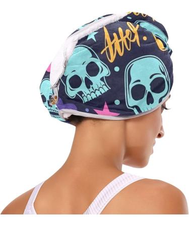 Skulls & Stars Graffiti Hair Towel 2 Pack | Super Absorbent Quick Dry Hair Turbans for Women & Girls - Buy Online on GoSupps.com