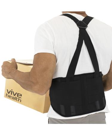 Vive Back Brace for Heavy Lifting - Lower Back Brace Support Belt for Men & Women w/Suspenders - Lumbar & Sciatica Pain Relief - Adjustable Compression for Herniated Disc Lift Harness for Protection X-Large