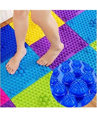 YOBEYI Acupressure Foot Massage Mat Set - Reflexology Walking Toe Plate Pads for Bathroom, Yoga, and Outdoor Games - Anti-Slip, 2 PCS, Blue - Buy Online on GoSupps.com