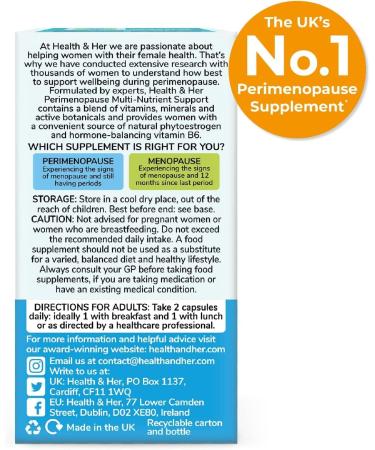Health & Her Perimenopause Supplements for Women - Support During Perimenopause (The Early Stage of Menopause) - 3 Month Supply of 180 Perimenopause Vitamin Capsules - Vegan - Gluten Free Perimenopause 3 Pack - Buy Online on GoSupps.com