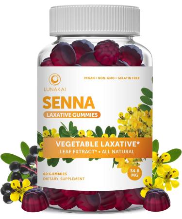Senna Laxative Gummies - Natural, Vegan, Non-GMO, 60 Count - Gentle Constipation Relief and Stool Softener - Buy Online on GoSupps.com