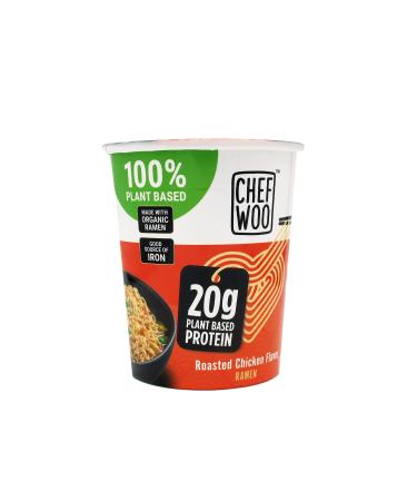 CHEF WOO Roasted Chicken Flavor Ramen Cup Noodles, 2.5 Oz Each (Pack Of 12) by Chef Woo | Vegan Snacks and Meals | Halal | Kosher Protein | Egg-Free and Dairy-Free