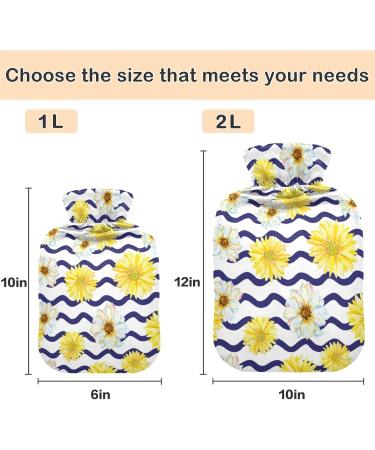 Naanle 2L White & Yellow Daisy Heat Bottle - Transparent Hot Water Bottle for Bed Hand & Feet Warmer Pain Relief & Cold Therapy - Buy Online on GoSupps.com