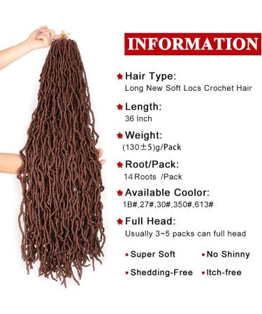 Xtrend 5Packs 36 Inch Nu Faux Locs Crochet Hair Dark Brown Natural Goddess Faux Locs Soft Locs Wavy Dreadlock Crochet Hair Extensions 14strands/pack for Black Women 30# 36 Inch (Pack of 5) 30# - Buy Online on GoSupps.com