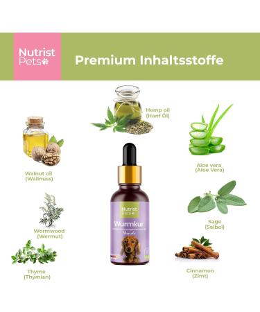 Nutrist NEW: Vegan Natural Worm Treatment for Dogs - Herbal Liquid for Stomach & Intestine Infestation - 50ml Deworming Solution - Buy Online on GoSupps.com