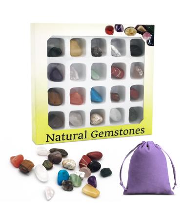 Obidodi 20 Gemstones Chakra Crystals Stone Set Natural Crystals and Gem Stones Set for Kids Crystals for Beginners Reiki Healers and Yoga Practioner Anxiety Relief Meditation Relaxation (02)