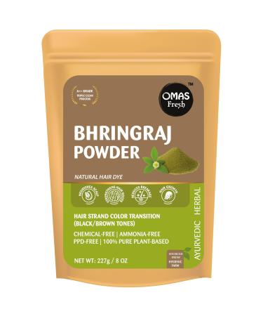 Omas Fresh 100% Pure Bhringraj Powder 227g | Natural Herbal Powder for Hair Care | Chemical-Free & Premium Quality | Ideal for Scalp Cleansing & DIY Hair Masks