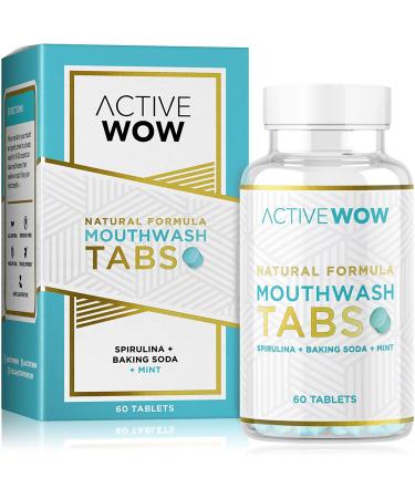 Mouthwash Tabs with Baking Soda, Mint & Spirulina - Natural Chewable Breath Freshening Tablets - Fluoride-Free, Alcohol-Free, Vegan, and Sugar-Free (1 Pack)
