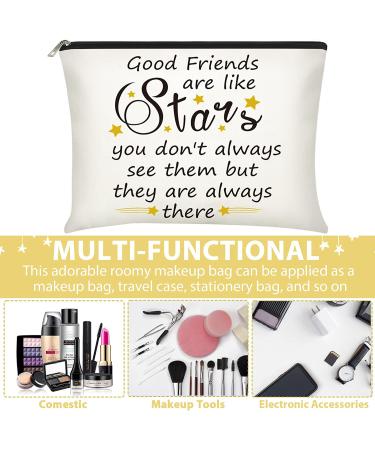 3-Piece Good Friend Gifts Cosmetic Bags for Women - Funny Long Distance Friendship, Birthday, Christmas & Moving Away Presents - Makeup Travel Cases for Best Friends, Soul Sisters (Stylish Design) - Buy Online on GoSupps.com