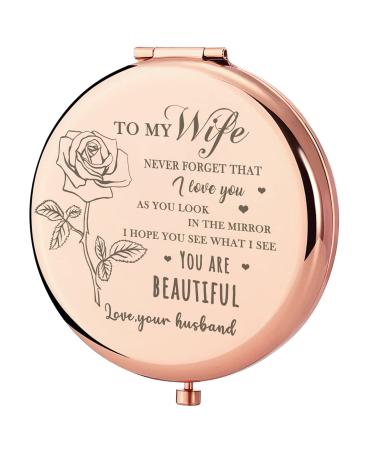 GAOLZIUY Gifts for Wife - Beautiful Wife Gift Rose Gold Compact Mirror  Birthday Gifts for Women  Wedding Anniversary  Valentines Day  Mothers Day for Wife Rose Gold-wife-1 rose gold-wife-1 - Buy Online on GoSupps.com