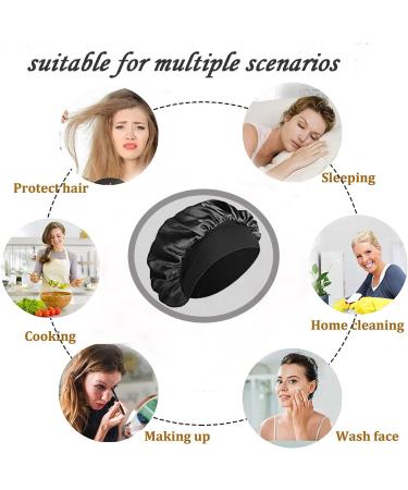 Admitry Satin Hair Bonnet Set - Premium Soft Silk Sleep Cap for Women & Girls - Breathable Night Hood Black - Buy Online on GoSupps.com