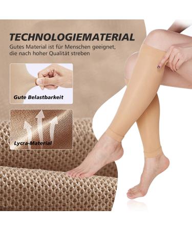 Uonner Class 2 Compression Stockings for Men & Women - 23-32 mmHg Calf Bandage for Muscle Recovery Beige - 1 Pair - Buy Online on GoSupps.com