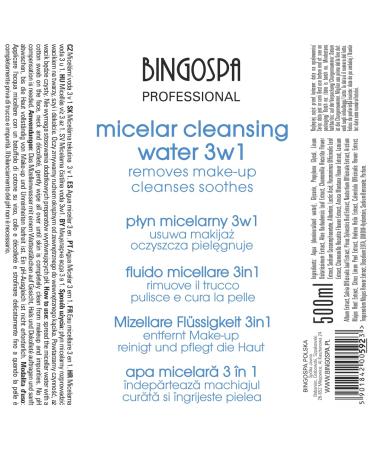 Buy BINGOSPA 3-in-1 Micellar Fluid 500ml - Removes Make-Up Cleanses & Nourishes Skin | International Shipping Available - Buy Online on GoSupps.com