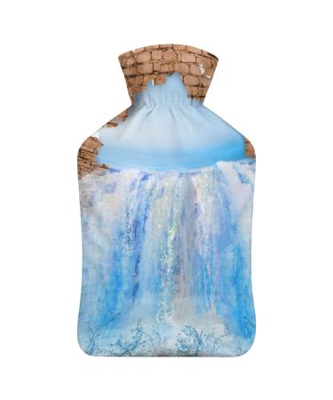 Cracked Seawater Hot Water Bottle With Cover Plush Bed Bottle Hand Warmer For Adults And Children 26.5X15.3cm