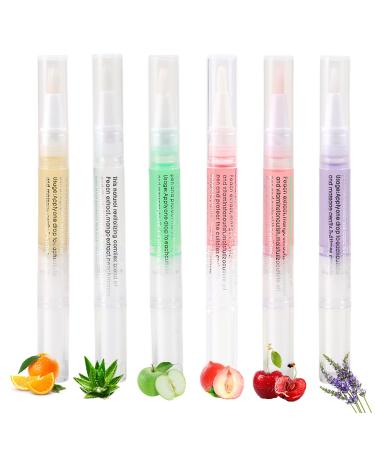 Erinde 6Pcs Cuticle Oil Pen Nail Oil for Growth and Strength Polish Repair Gel Pen Nail Care for Repairing Cracked & The Dry Cuticle Emollient Nail Care Oil Pencil Softener for Nails Set B