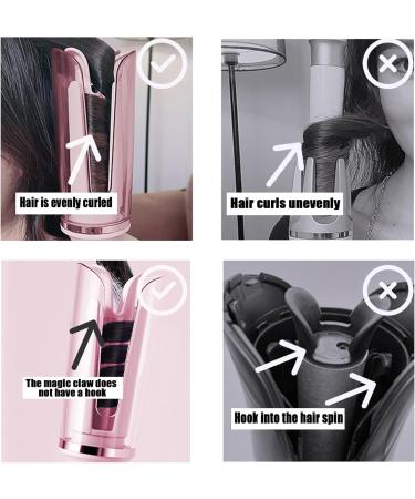 Yuehuam Automatic Curling Iron Auto Hair Curler Wand with 10 Level Adjustable Temp and Up to 446 360 Rotating Curling Iron for Hair Styling Medium/Short/Chest Long Hair All Hair Type Pink - Buy Online on GoSupps.com