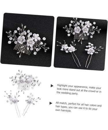 Housoutil 1 Set Wedding Bride Hair Comb Bridal Hair Accessories for Women Pearl Hair Pin Tiara Bridal Hair Side Comb European and American Miss Metal Rhinestone Plastic Hairpin - Buy Online on GoSupps.com
